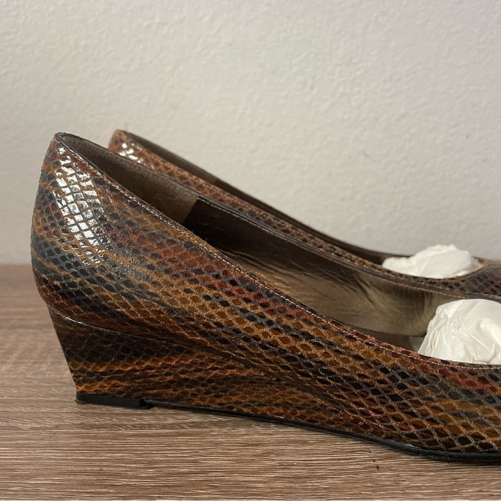 Stuart Weitzman Snakeskin Wedge Pumps, Size 6.5N - Picture 3 of 9